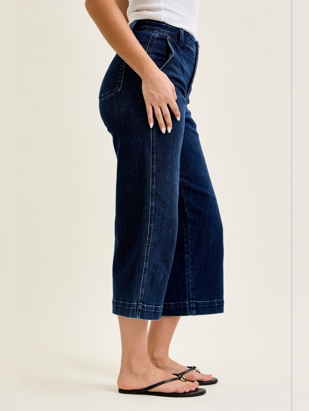 Judy Blue HR Dark Wash Wide Leg Ankle Trouser Jeans Slant Pocket Various NEW - Picture 8 of 16